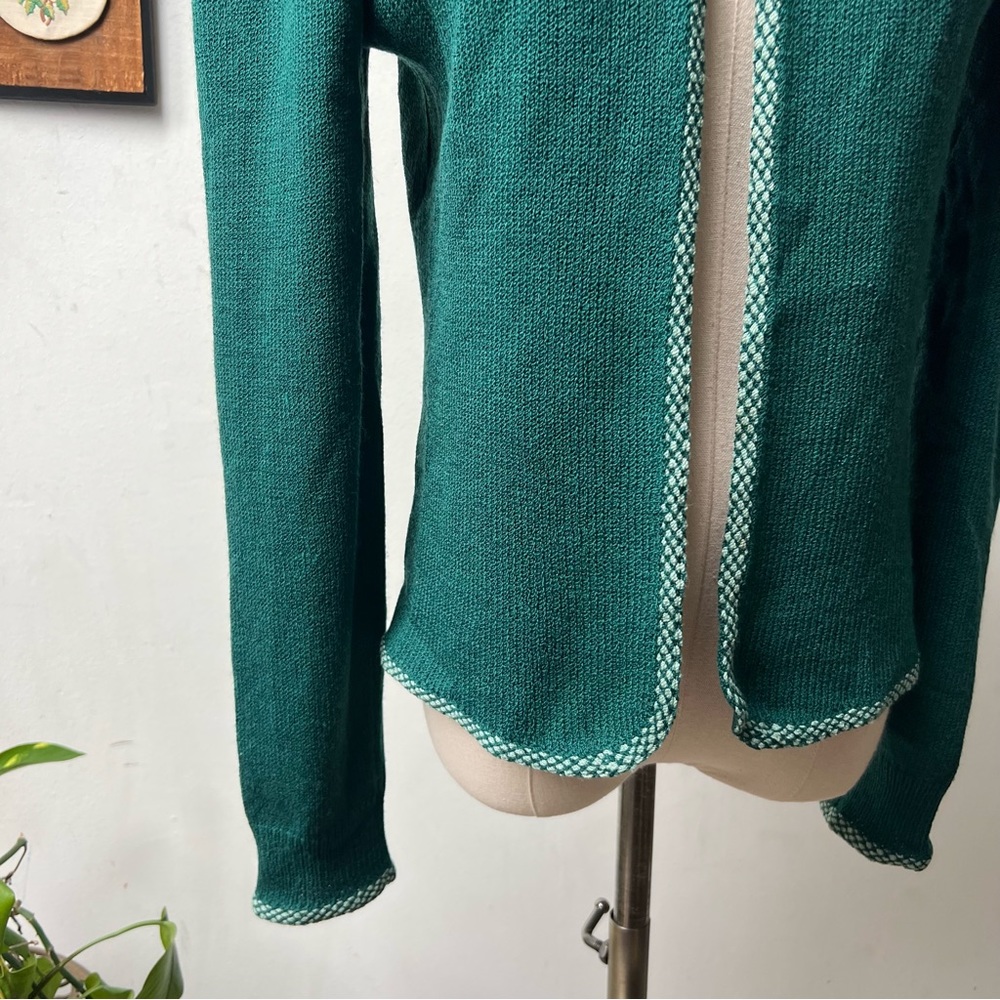 ST JOHN Marie Gray Green Santana Knit Open Cardigan - Picture 2 of 7
